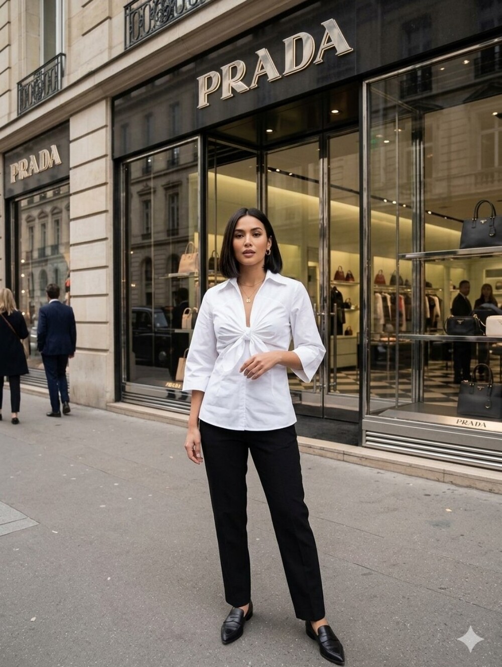 Prada White Tie-Front Blouse